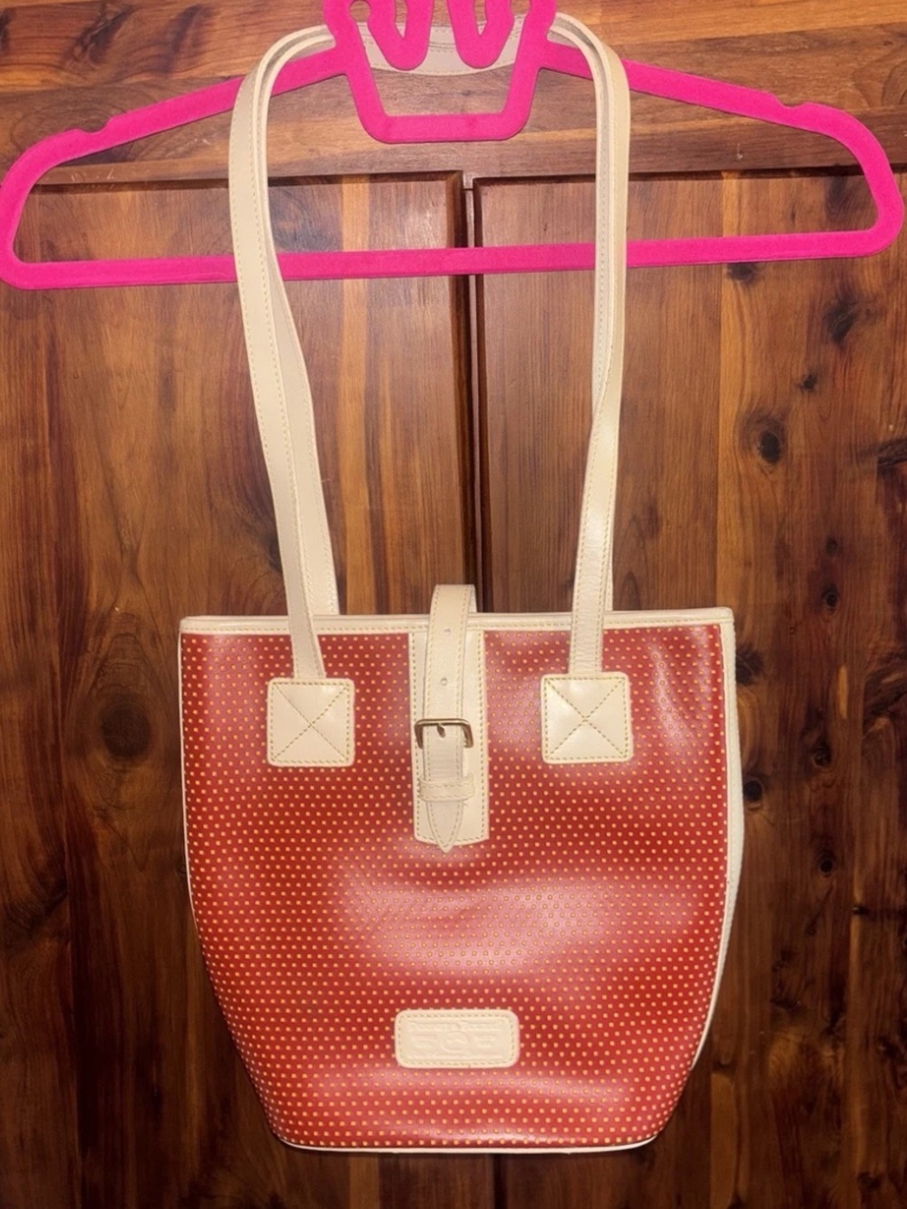 Vintage 90s Y2K Dooney & Bourke Red & Yellow Polka Dot Bucket Bag Purse